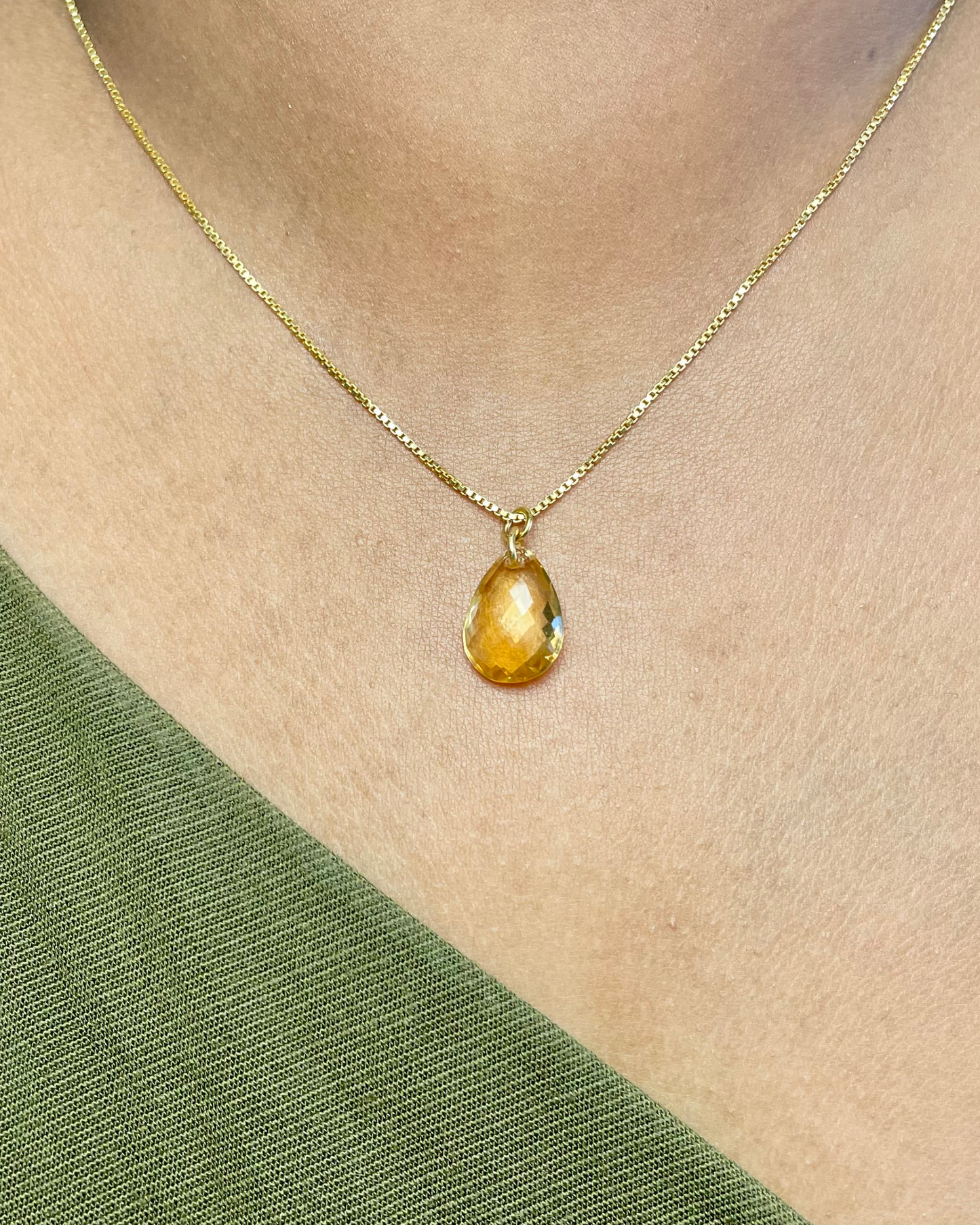 Citrine Sun Burn Teardrop Necklace