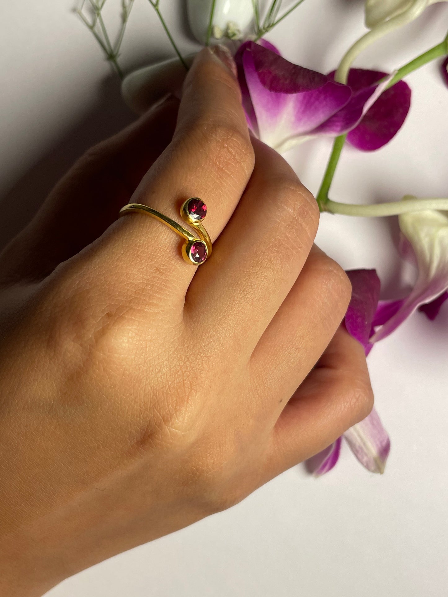 Garnet Desire Doubled Duo Ring