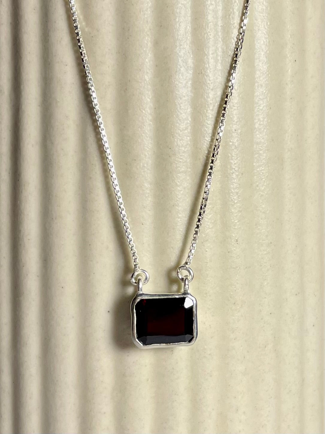 Garnet Deep Yes Square Necklace