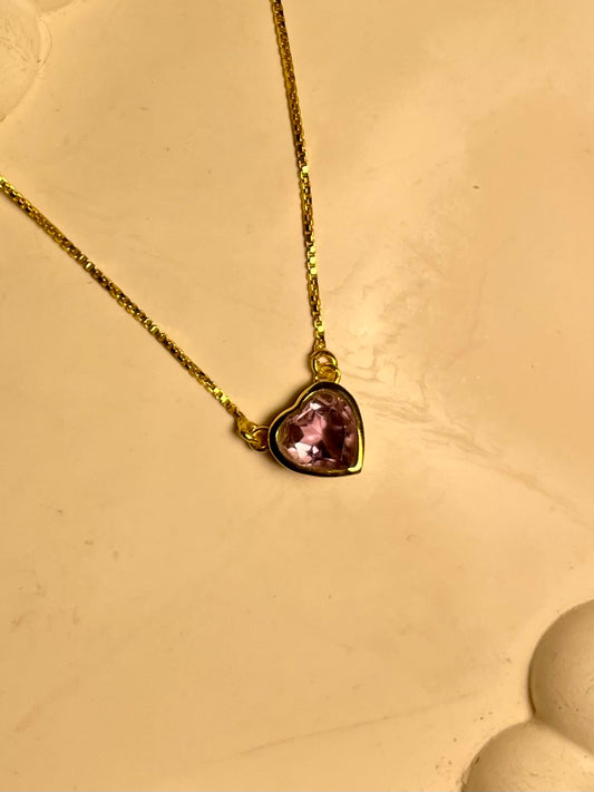 Amethyst Clear Heart Pendant