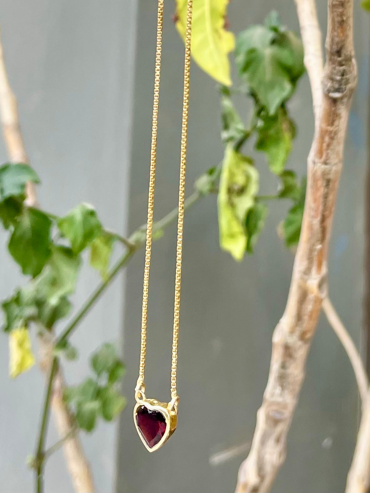 Garnet I am desired Heart Pendant