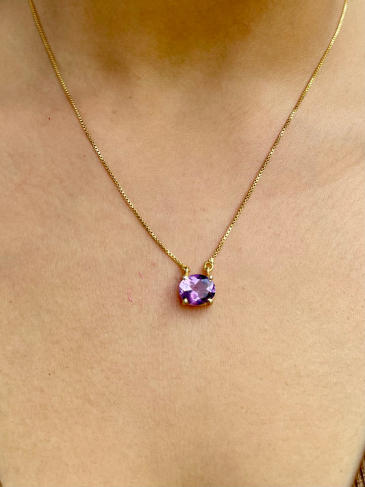 Amethyst Calm Keeper Emerald Pendant