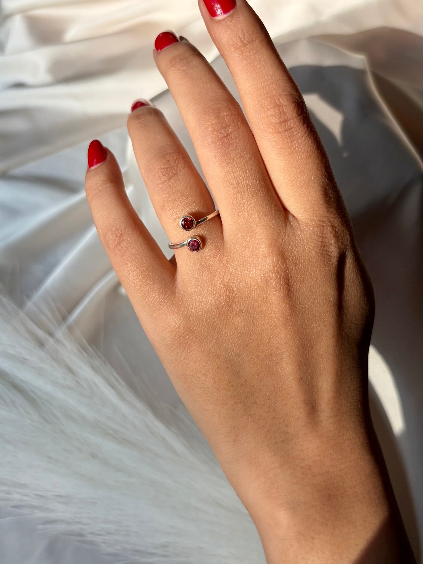 Garnet Desire Doubled Duo Ring