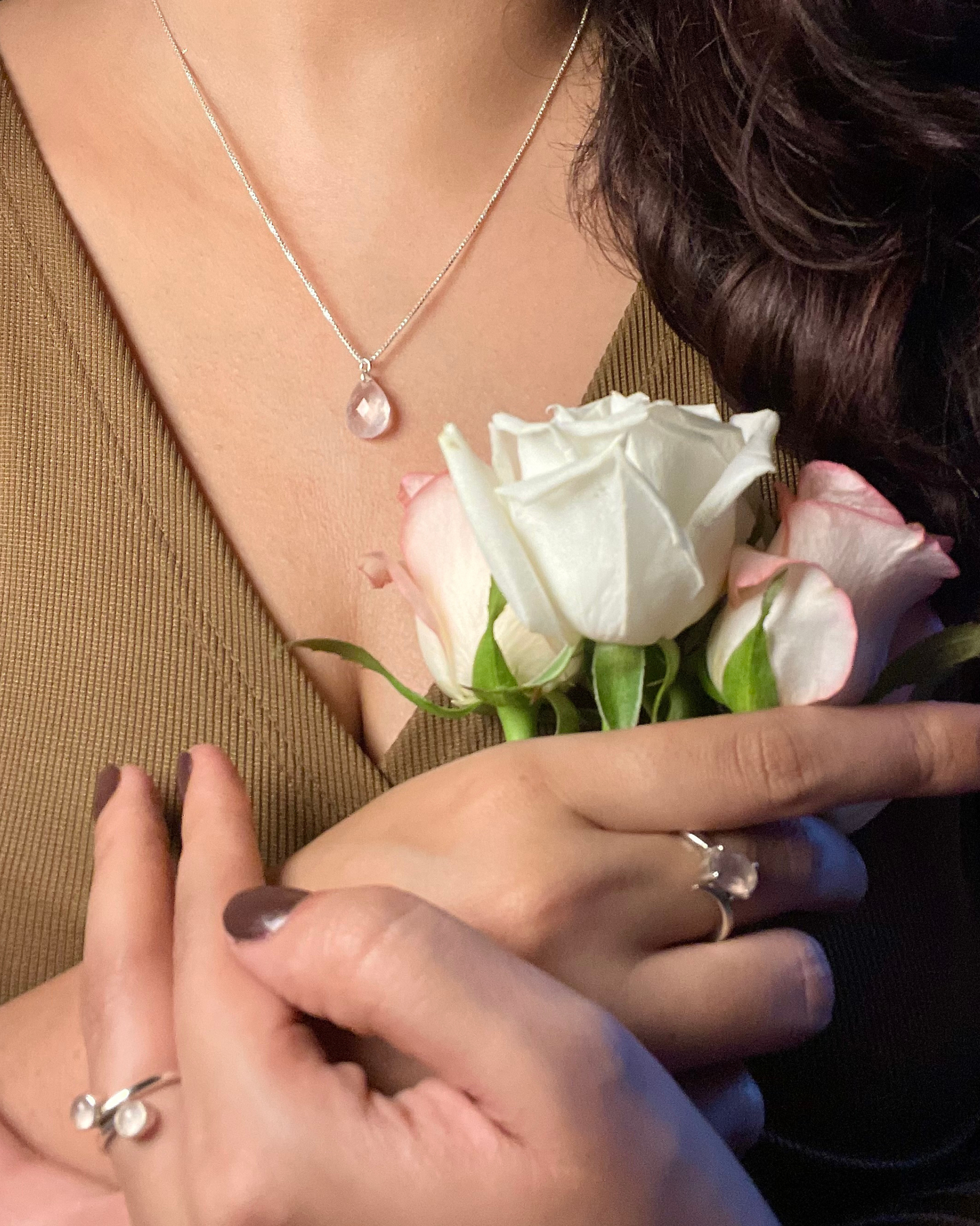 Rose Quartz Teardrop Necklace
