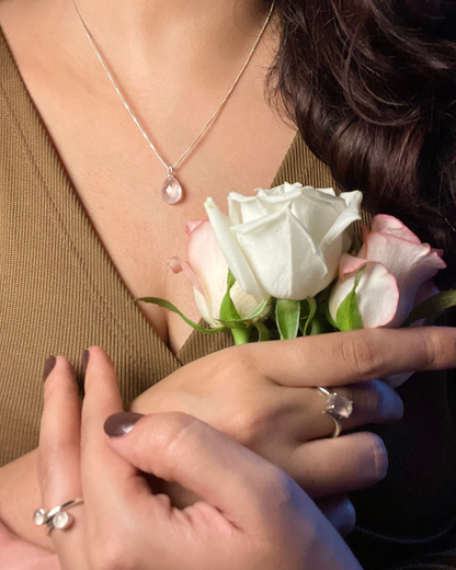Rose Quartz Teardrop Necklace