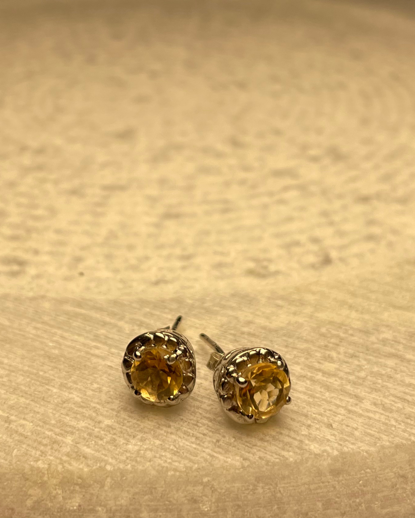 Citrine Halo Studs