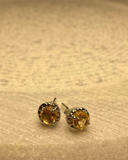 Citrine Halo Studs