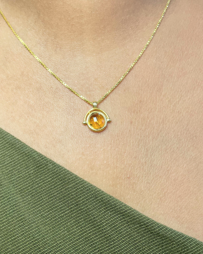 Citrine Golden Glow Round Necklace