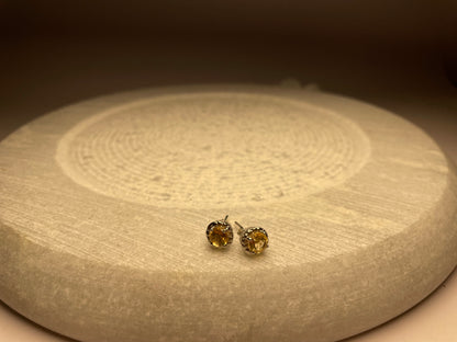 Citrine Halo Studs