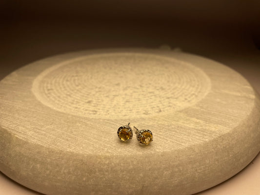 Citrine Halo Studs