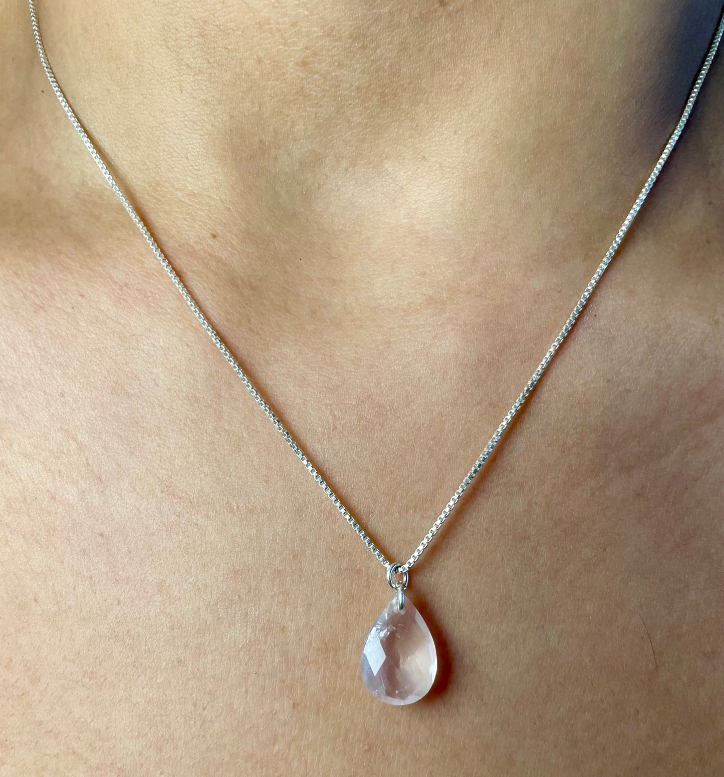 Rose Quartz Teardrop Necklace