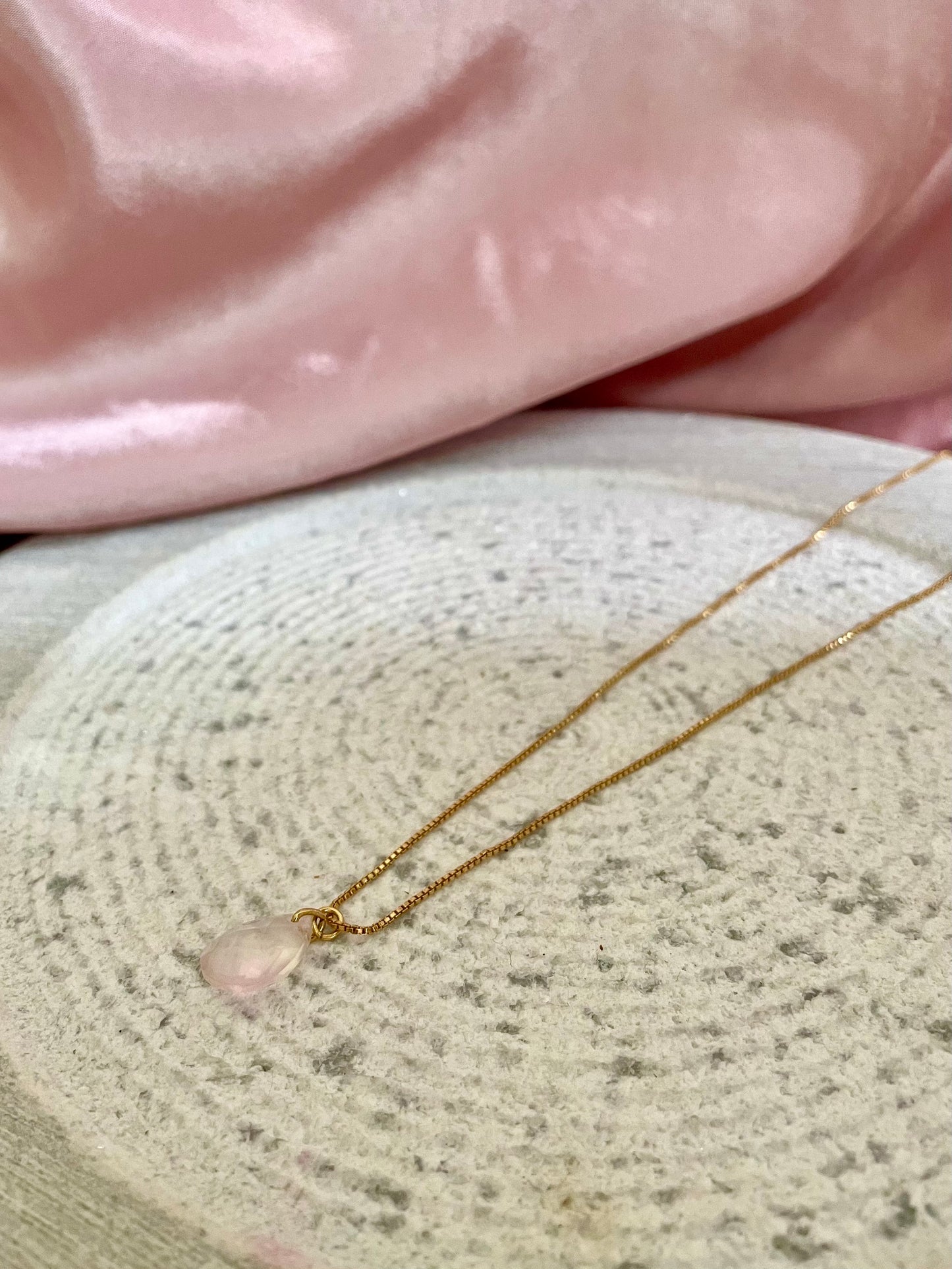 Rose Quartz Teardrop Necklace