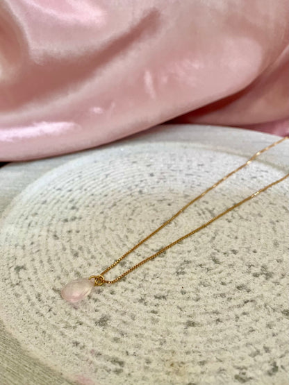 Rose Quartz Teardrop Necklace