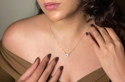 Moonstone Lunar Loop Heart Necklace