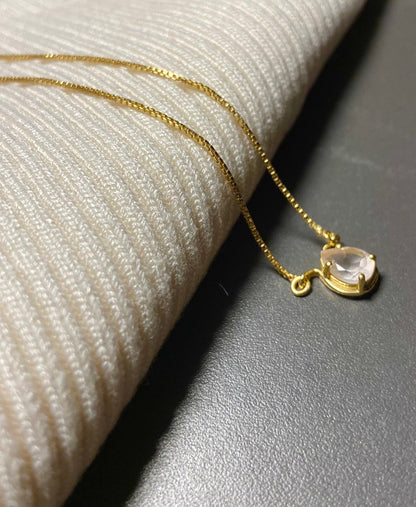 Love Me Knot Rose Quartz Oval Necklace