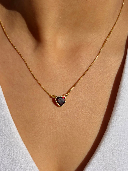 Garnet I am desired Heart Pendant