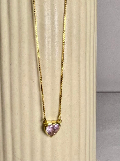 Amethyst Clear Heart Pendant