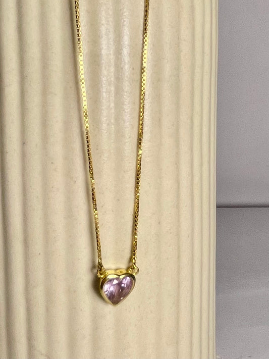 Amethyst Clear Heart Pendant