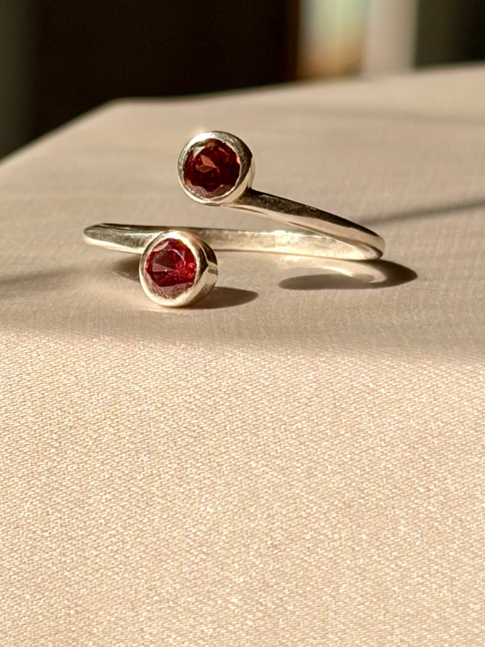 Garnet Desire Doubled Duo Ring
