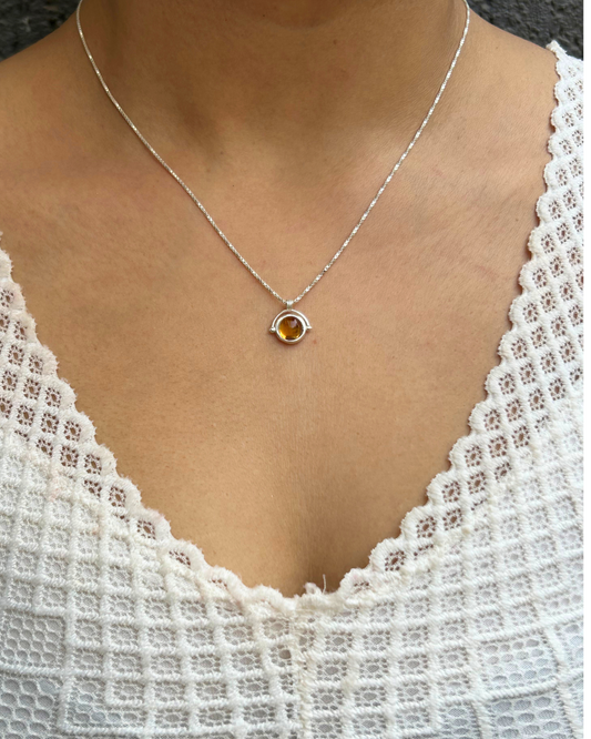 Citrine Golden Glow Round Necklace