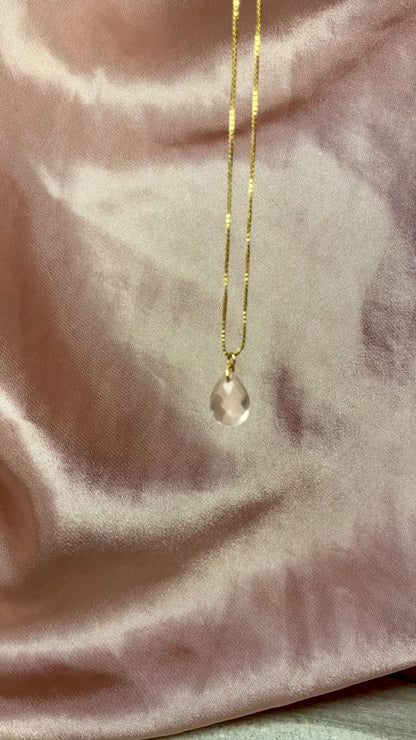 Rose Quartz Teardrop Necklace